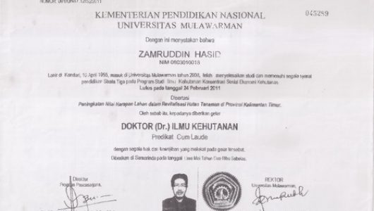Ijasah Rektor Universitas Mulawarman
