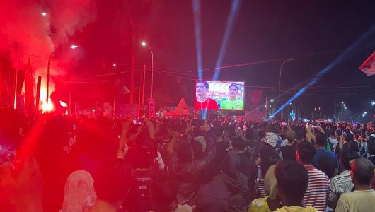 Suasana Nobar di Simpang Empat Pendopo Bupati Kukar (Istimewa)